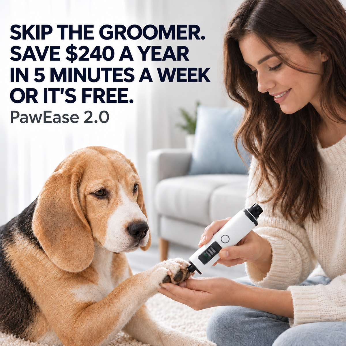 PawEase'- Painless Pet Nail Grinder 2.0