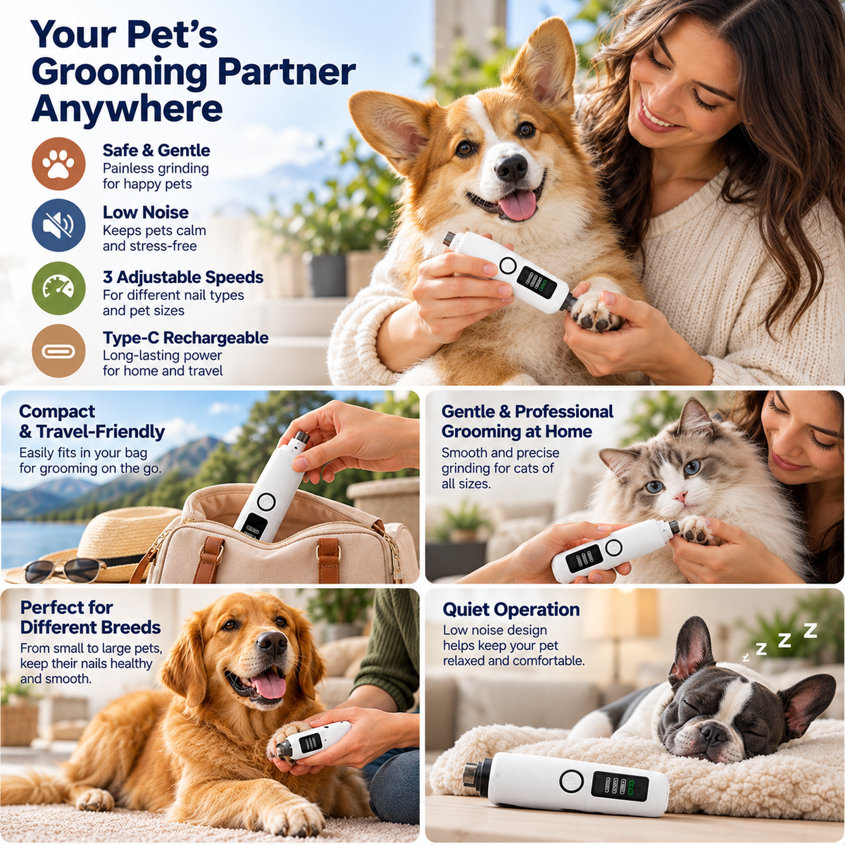 PawEase'- Painless Pet Nail Grinder 2.0